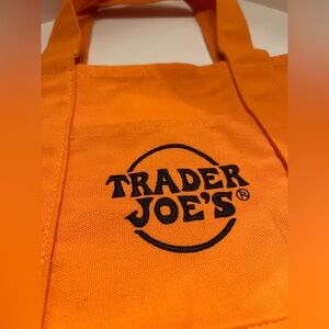 Trader Joe’s Bright Orange Mini Tote Bag Internet Craze Collectible Embroidered